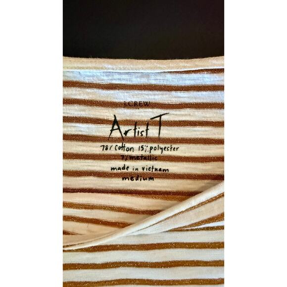 Cream and Gold Metallic Stripe Tee - Picture 4 of 5
